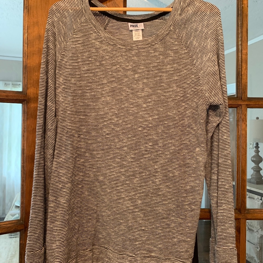 Long Sleeve Black and White Stripe with Sheer Back